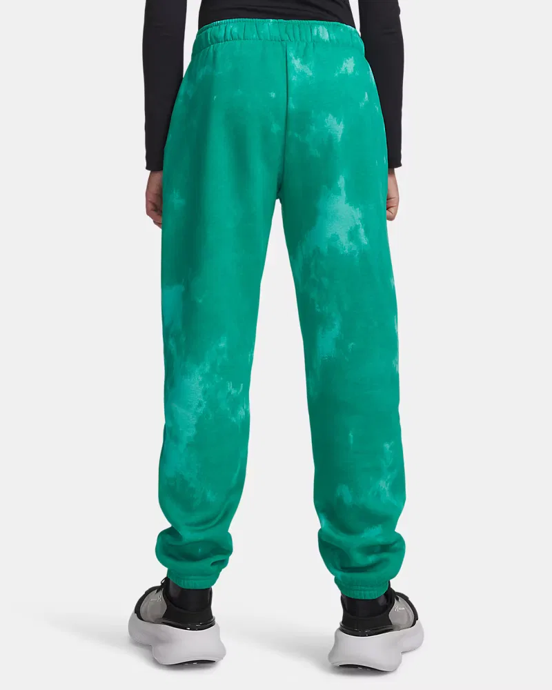 Детские штаны на флисе с начесом, внутренний шов 63,5 см, UA Icon UnderArmour, Geode Green/Black — фото 2