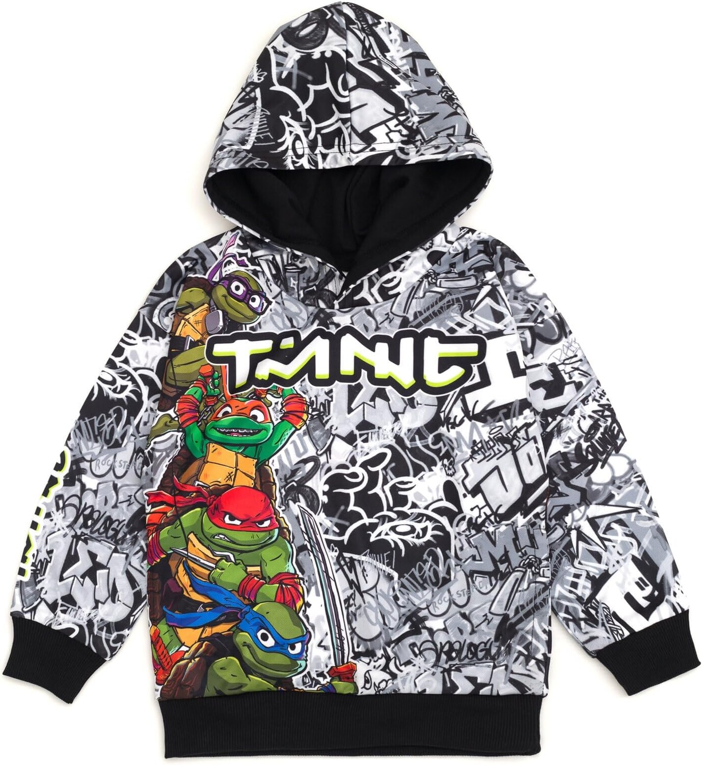 

Худи Teenage Mutant Ninja Turtles Fleece, Toddler To Big Kid Sizes (2T - 18-20), черный/белый/серый