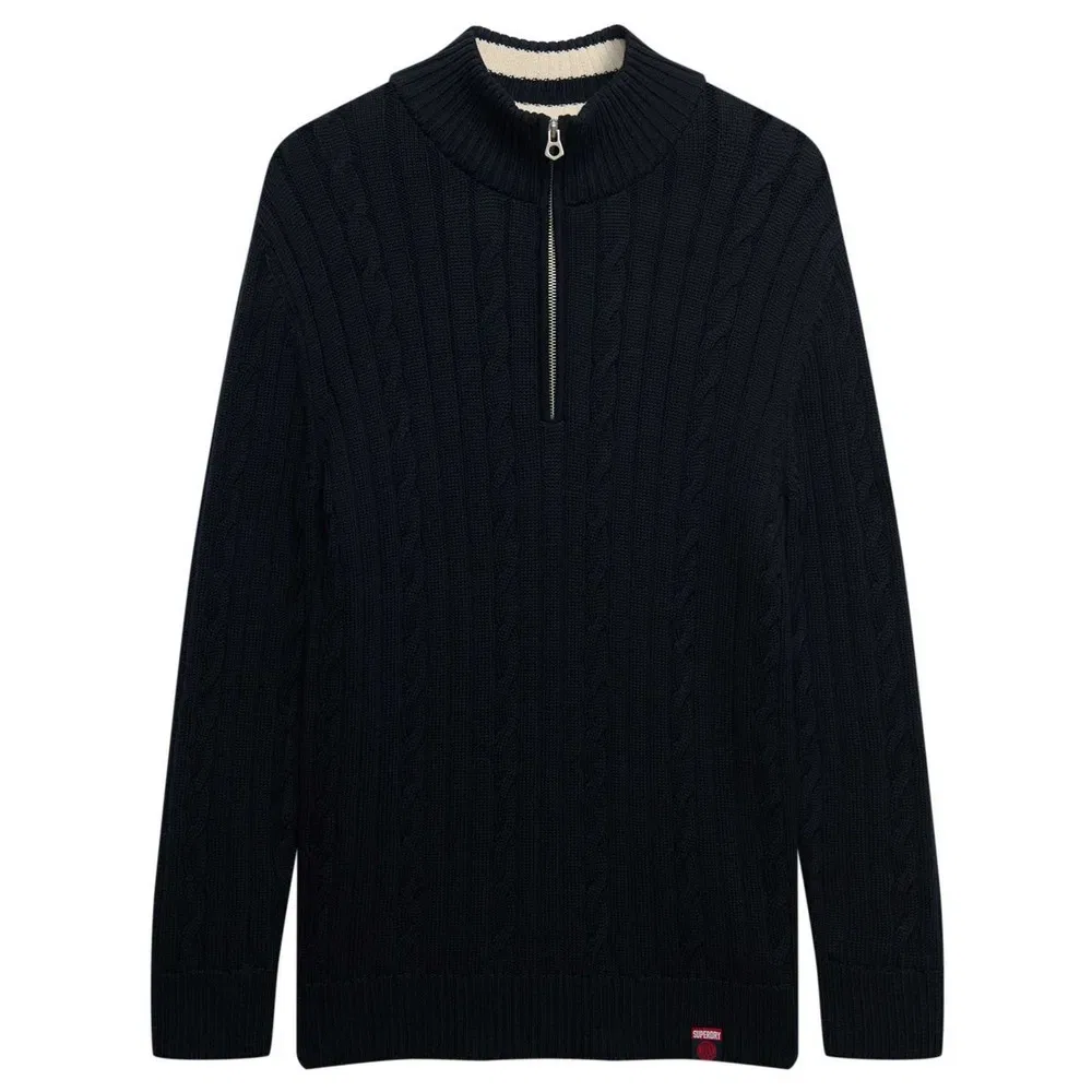 Свитер половинная молния Superdry Slouchy Cable Superdry, черный — фото 3