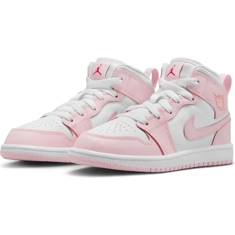 Кроссовки Nike Air Jordan 1 Mid PS Leather Unisex, Бело-розовый — фото 3
