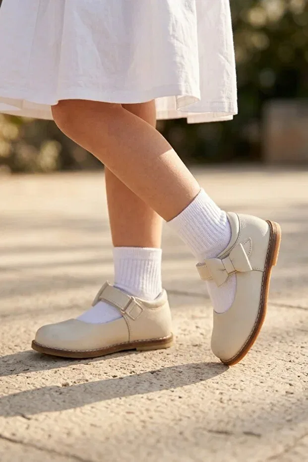 Детские туфли для девочек ортопедические Cevoclub Kids, Beige — фото 3