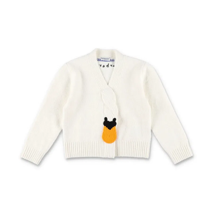 Кардиган с принтом лебедя Kids Swan Chunky-Knit Wool-Blend Burberry, Ivory