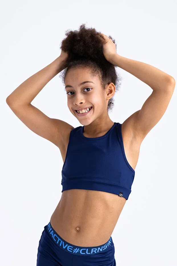 Детский топ для девочек без рукавов Betty plain crop tank top Colorinas, Navy Blue