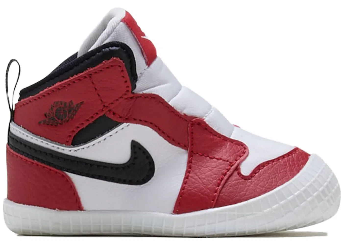 Детские пинетки-кроссовки с принтом Jordan 1 Crib Bootie Chicago, White/Varsity Red-Black