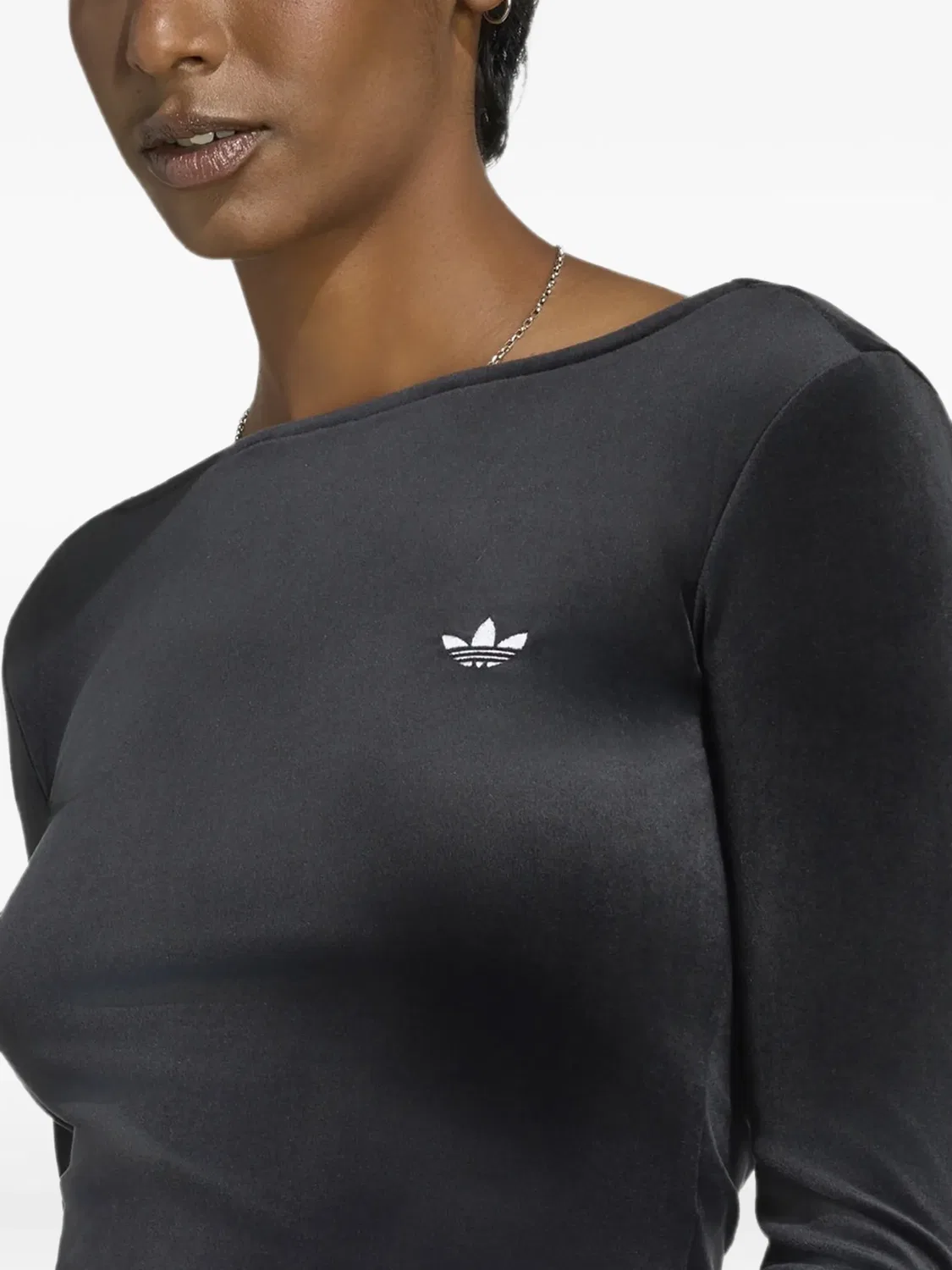 Велюровый топ с открытой спиной Adidas, черный — фото 3