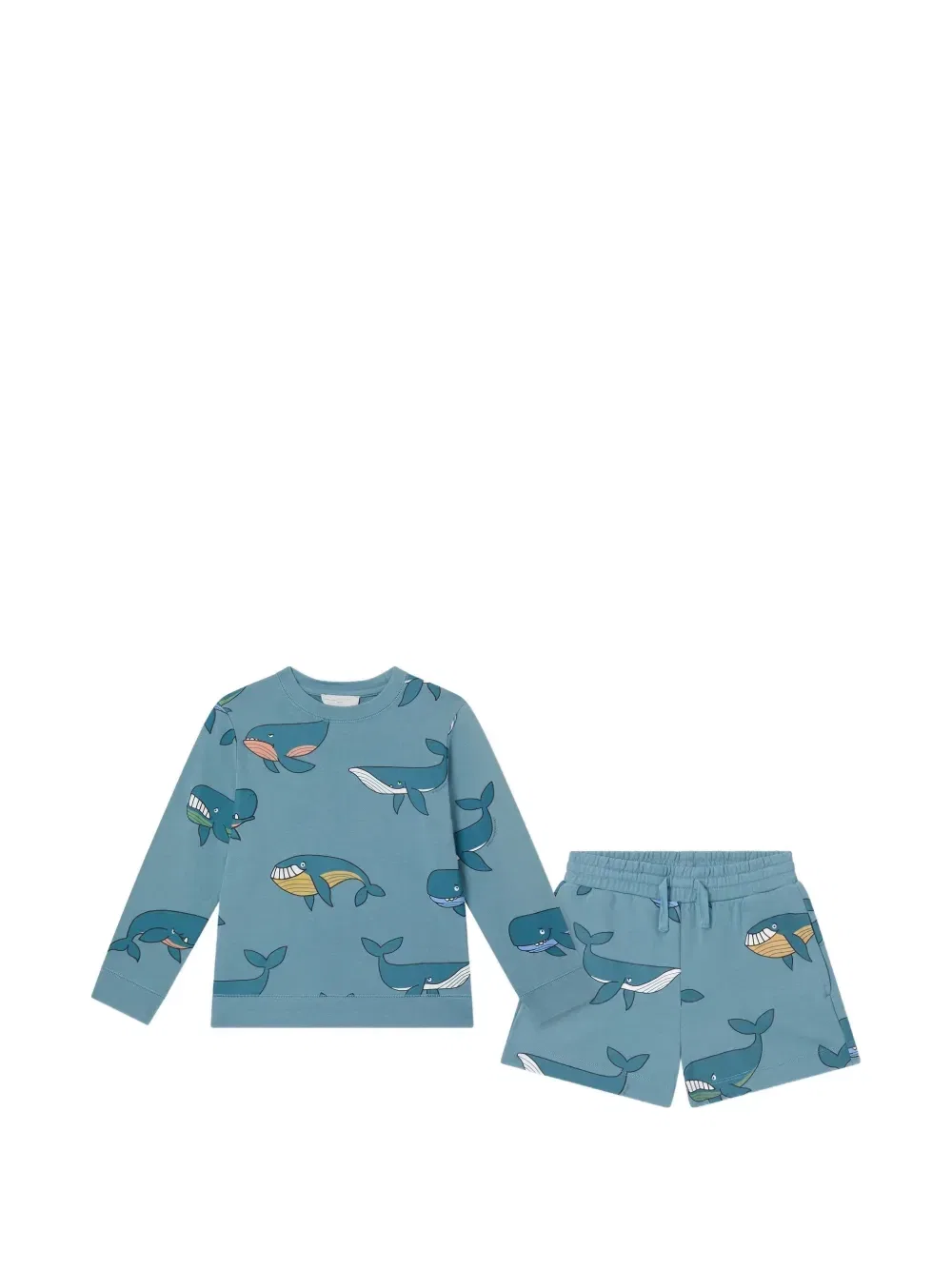Комплект из свитшота и шорт с принтом кита Stella McCartney Kids, синий