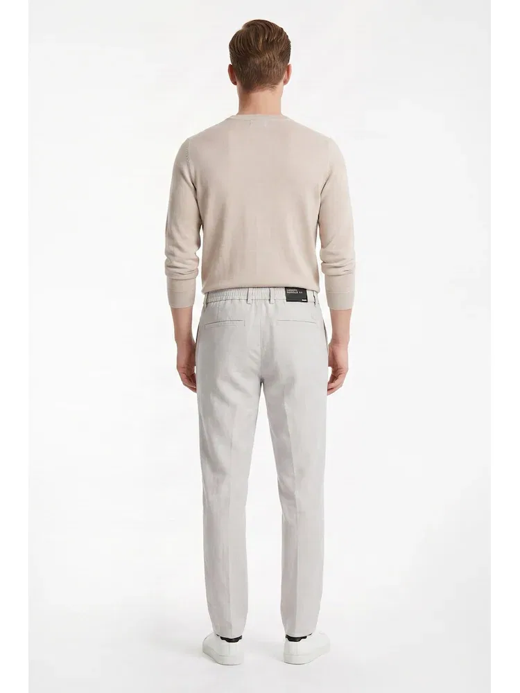 Чиносы из льняной смесовой ткани, Modern Fit BOSS, Ivory — фото 3