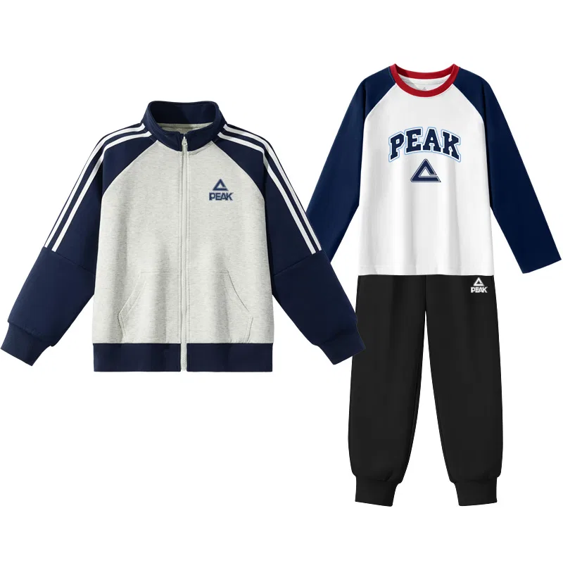 Детский спортивный комплект с капюшоном, Navy Blue/PK Blue Triangle Logo Silicone K-Navy Blue/PK Navy Blue Logo-Black/PK Logo White Silicone K, PEAK