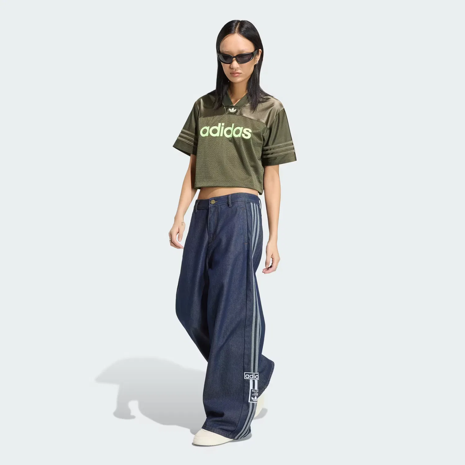 Женские джинсы широкого кроя Adibreak Mid Rise Wide Leg Adidas Originals, синий деним — фото 3