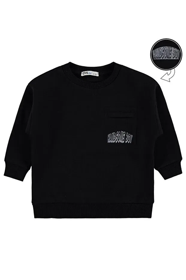 Детские свитшот для мальчиков с принтом Oversize Civil Boys, Черный