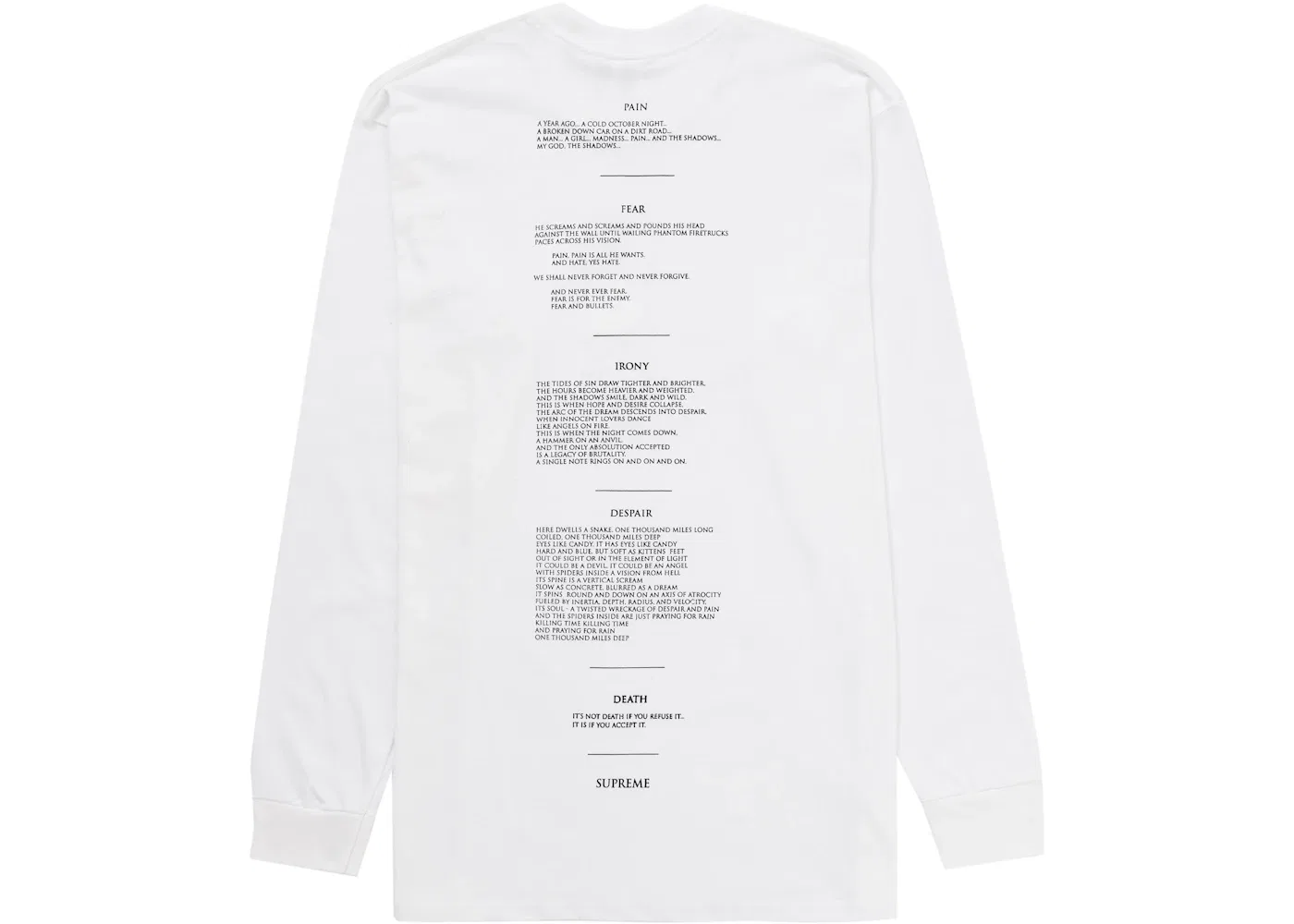 Мужская футболка с длинным рукавом Supreme The Crow L/S Tee, White — фото 2