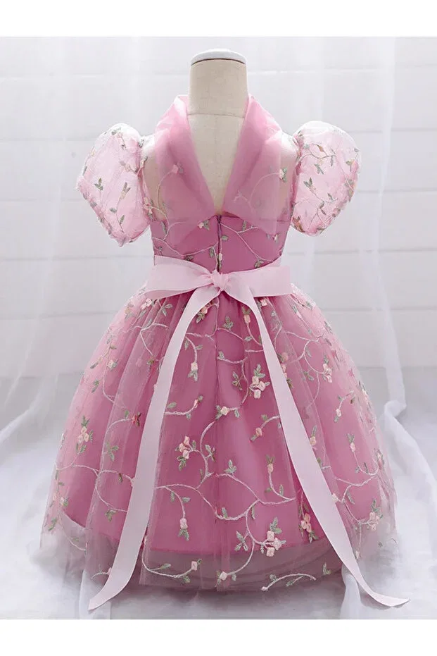 Детское платье для девочек с вышивкой Tomac, Pink — фото 2