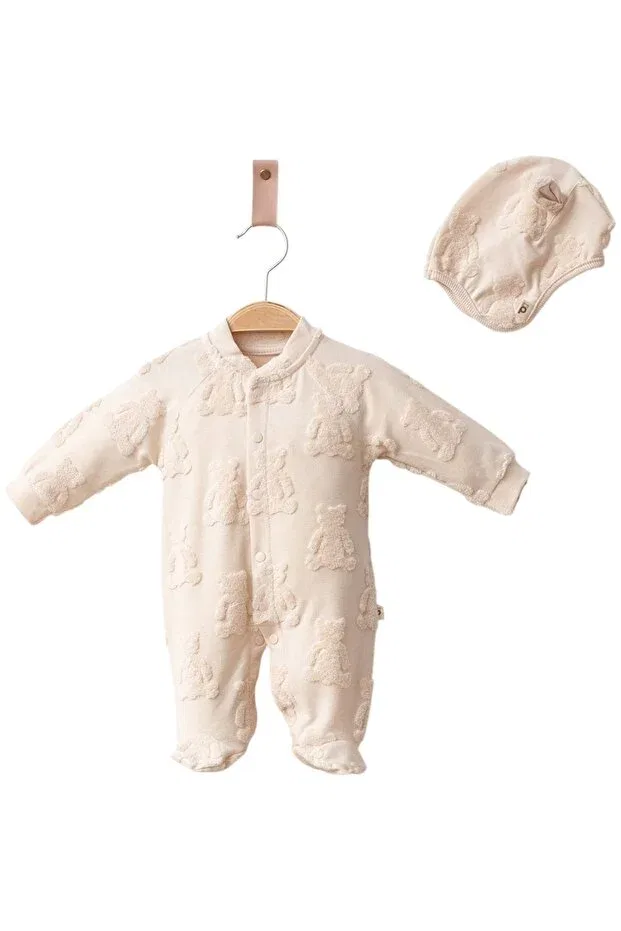 Детский комбинезон для девочек с принтом Mixmax Bebe, Beige — фото 2