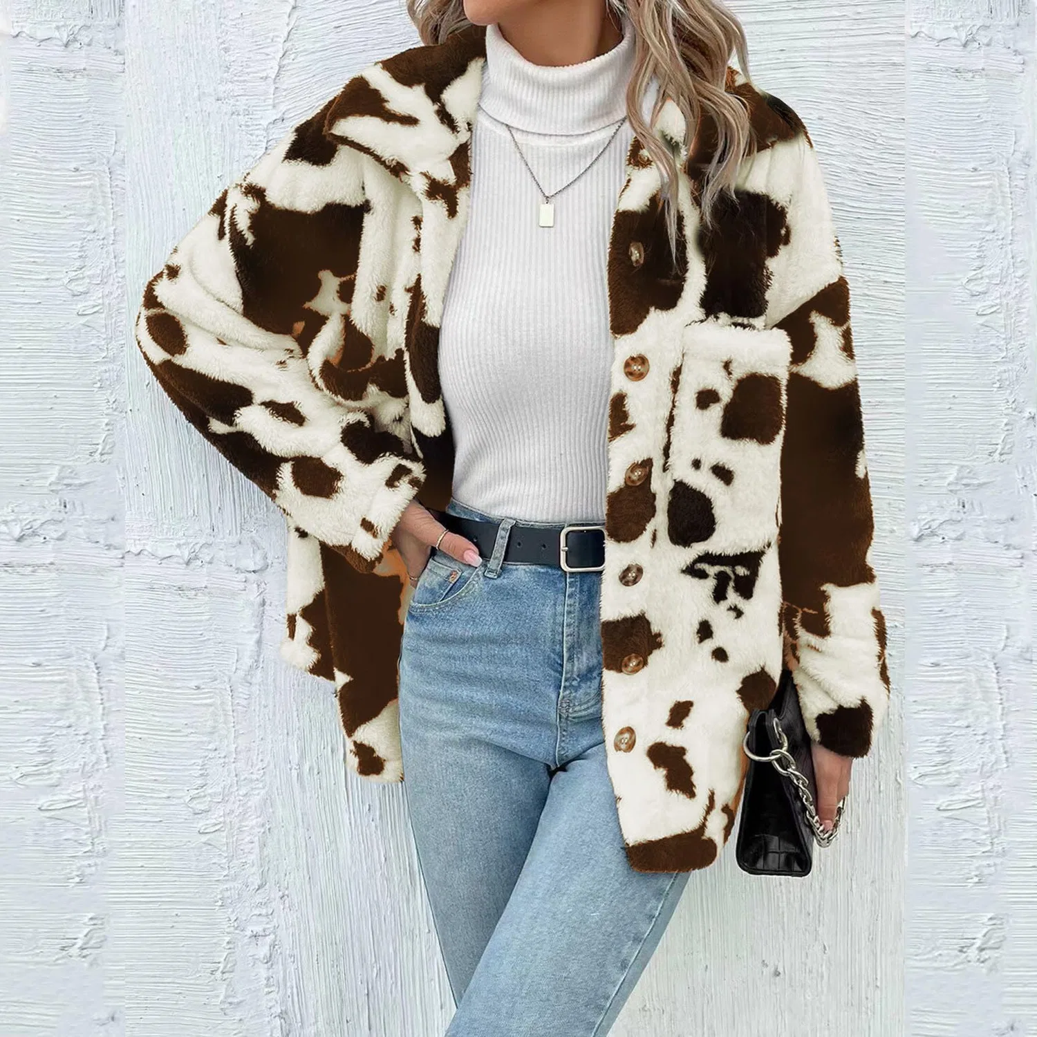 Женское двустороннее пальто с карманами Reversible Casual Cardigan, Caff File — фото 3