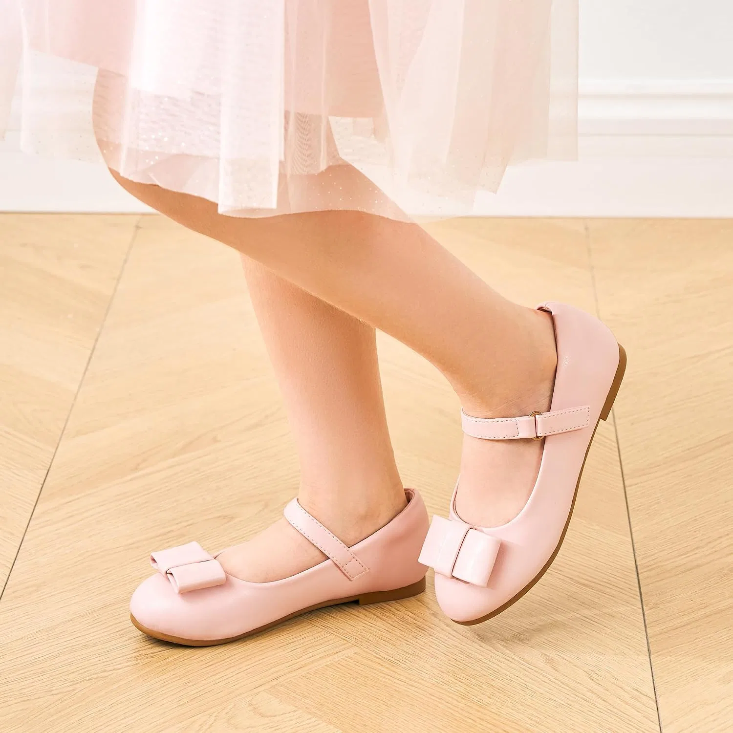 Детские туфли Мэри Джейн для девочек с бантом Stelle, Pink — фото 3