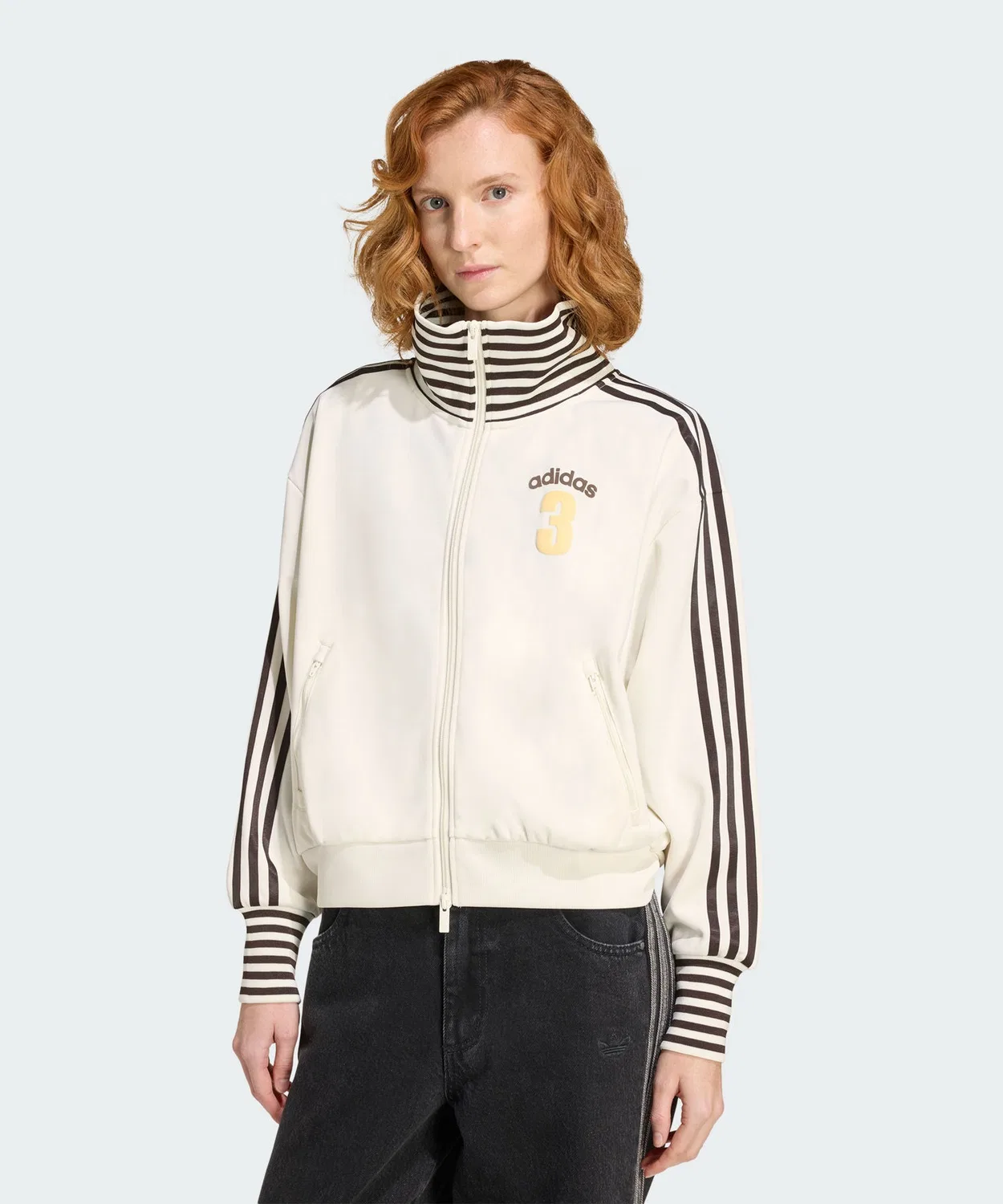 Женский лонгслив с принтом Vintage BB TT Stripe Rib Track Top Adidas Originals, Белый