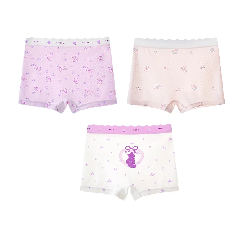 Детские трусы-боксеры, средней посадки, комплект из 3 штук, Purple Pink White, MIIOW