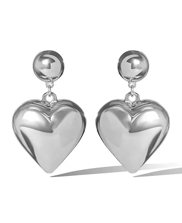 

Объемные серьги-гвоздики в форме сердца серебристого оттенка Jessica Simpson, silver