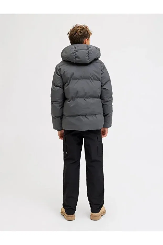 Детский пуховик для девочек с капюшоном Jack & Jones, Gri — фото 2