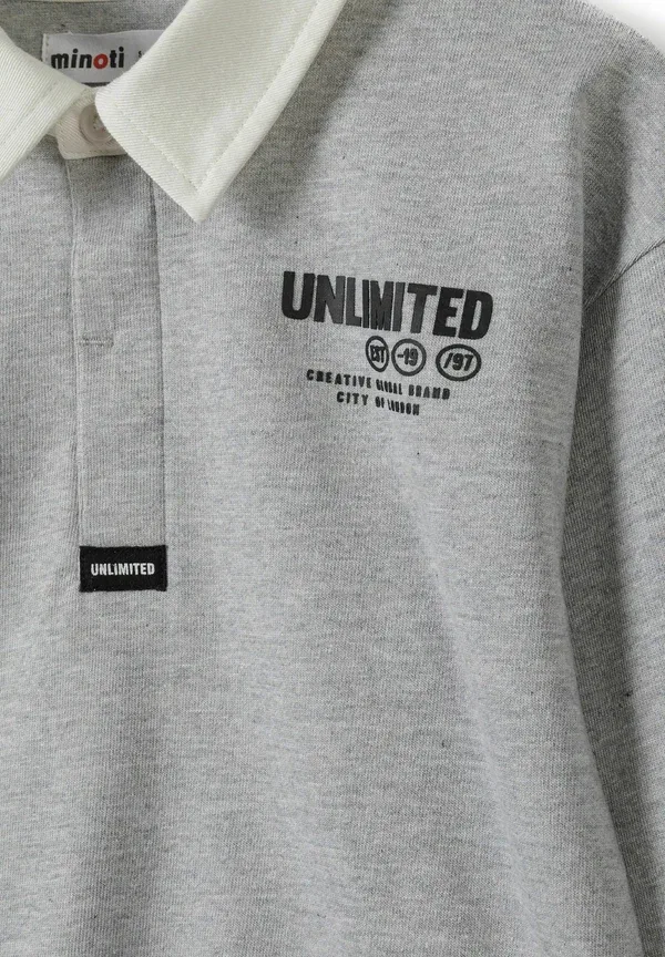 Футболка с принтом Printed rugby Minoti, Mottled Grey/White, белый — фото 4