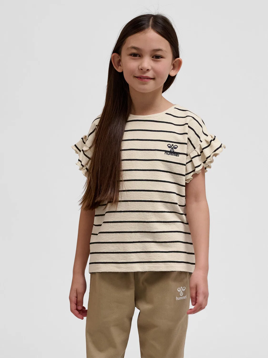 Детская футболка с коротким рукавом Hmlajma Hummel, Beige Baumwollweiß Weiss