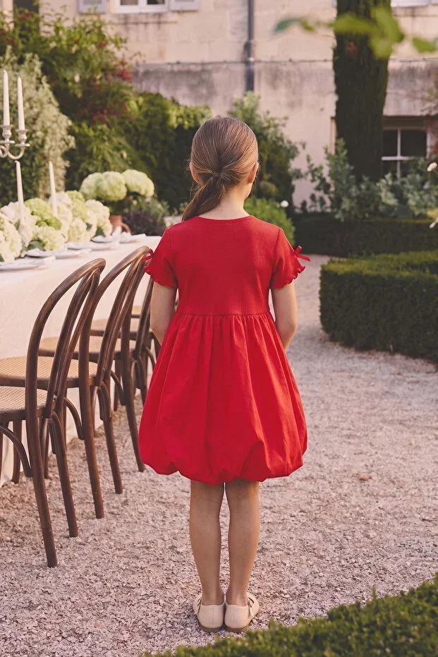 Детское платье для девочек с коротким рукавом Balloon Dress Minipodyum, Red — фото 3
