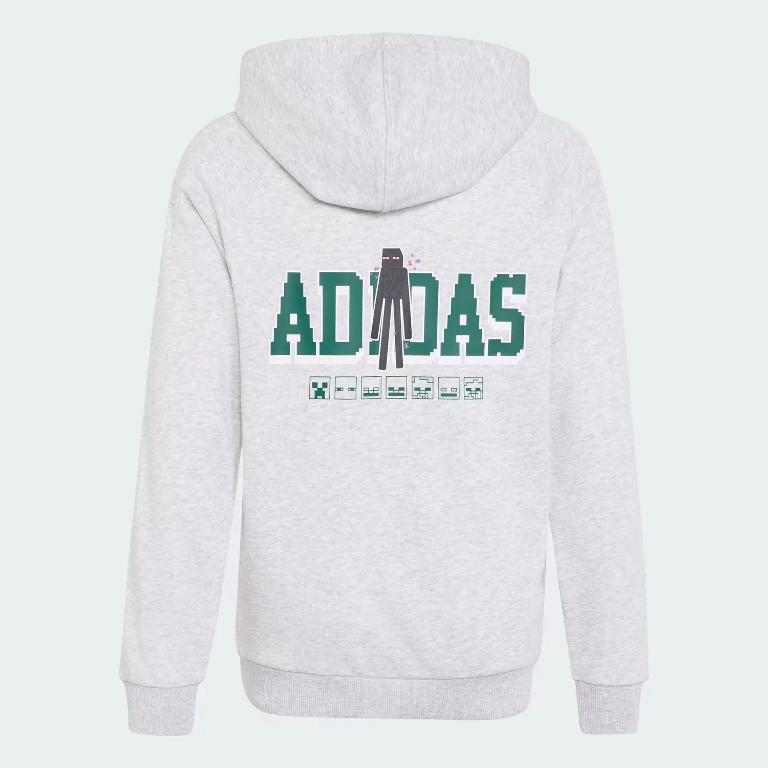 Детское худи с капюшоном и принтом Minecraft Adidas Sportswear, светло-серый меланж/белый — фото 2