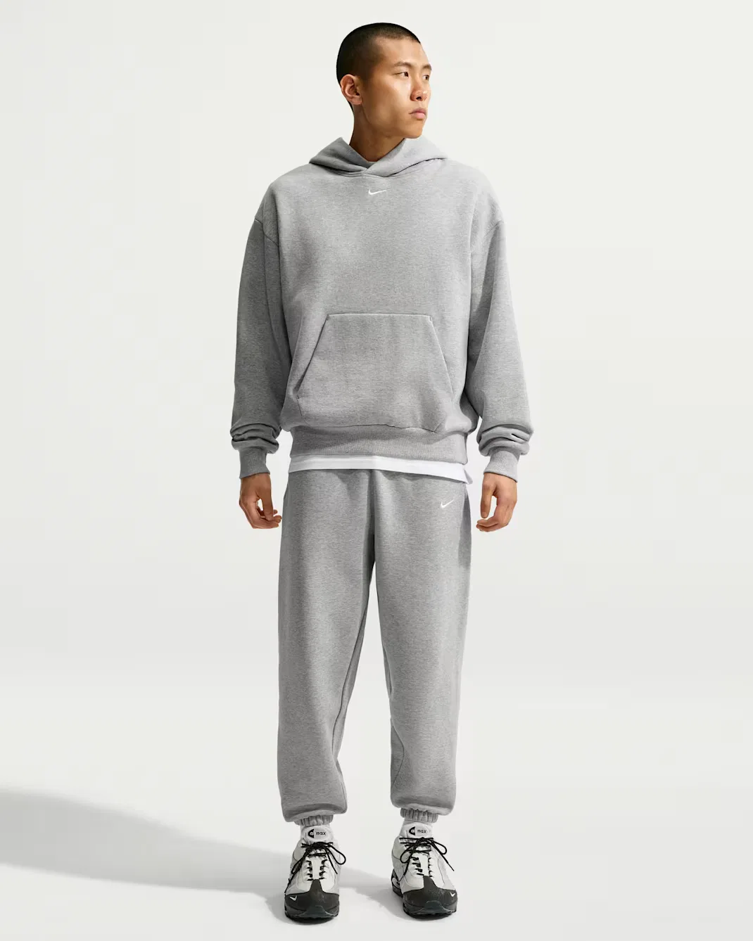 Мужская толстовка с капюшоном Nike Solo Fleece, Dark Grey Heather/Sail — фото 4