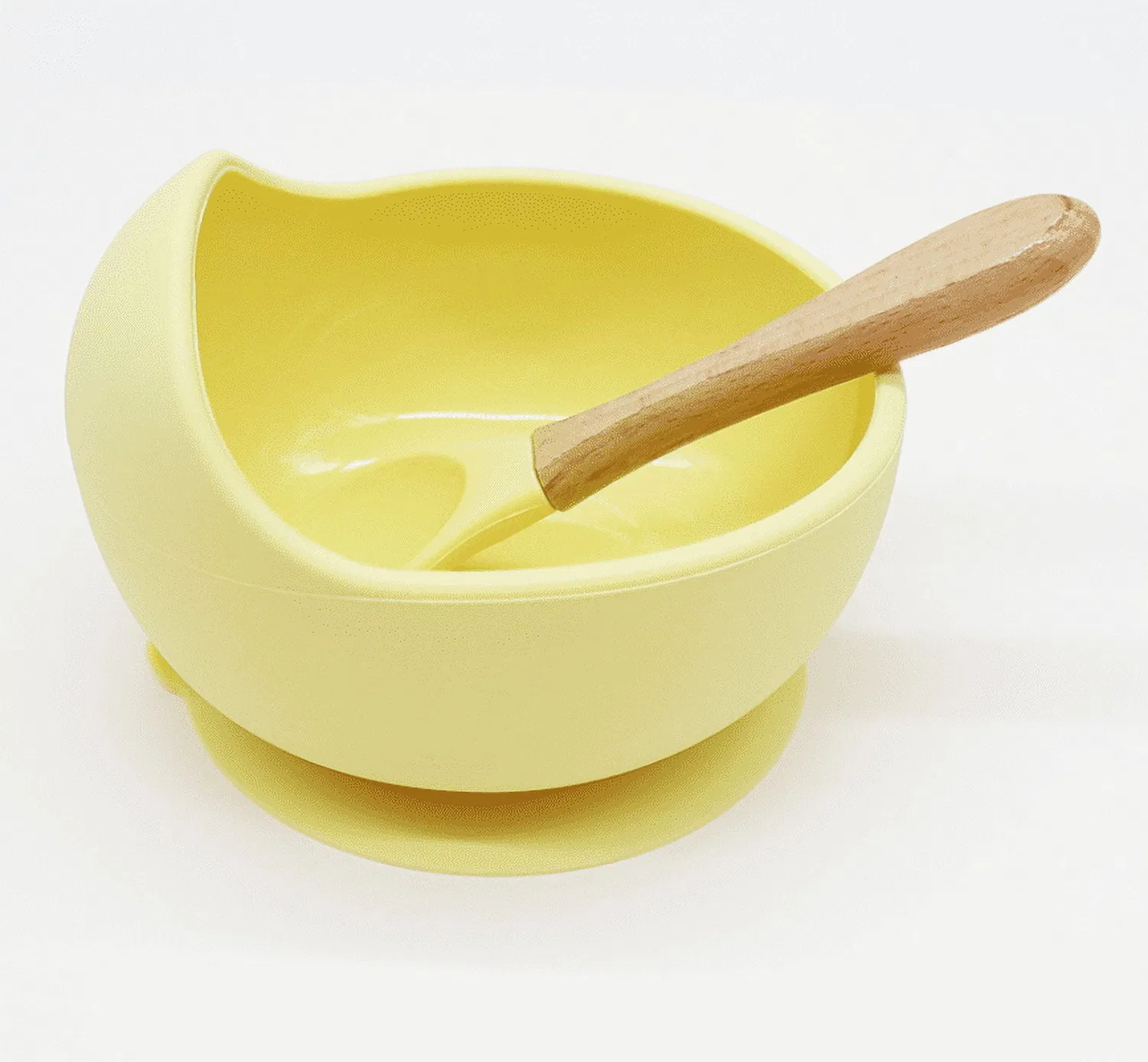 Набор детской посуды: силиконовая миска и ложка, Daintybaby, pastel yellow
