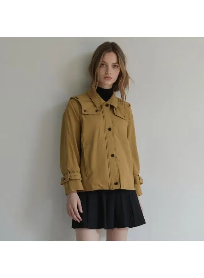 Куртка ветрозащитная с капюшоном Zara, хаки — фото 2