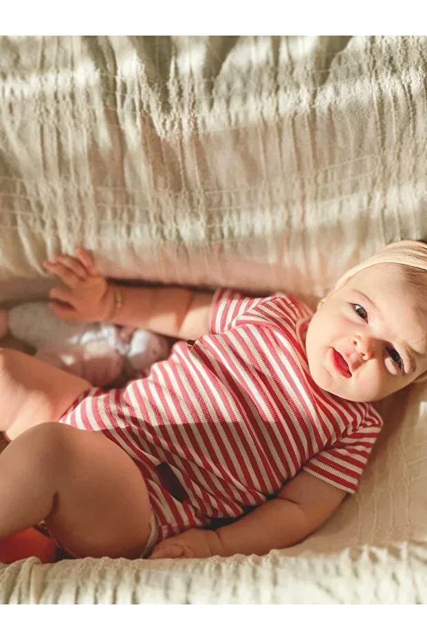 Детское боди-комбинезон для новорожденных с длинным рукавом Baby Boroosh, Coral Striped