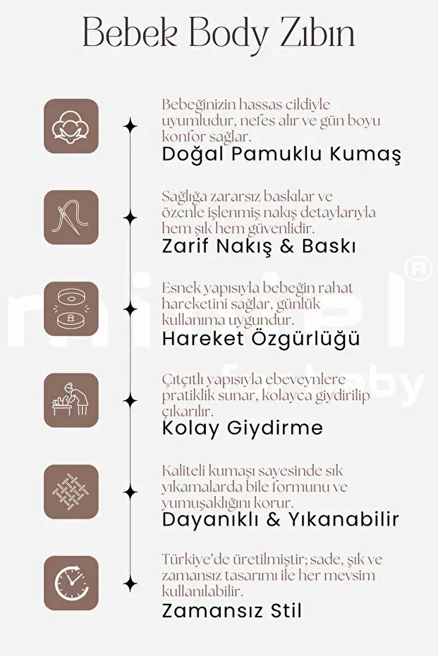 Детское боди с длинным рукавом с принтом Miniel, Nude Color — фото 3