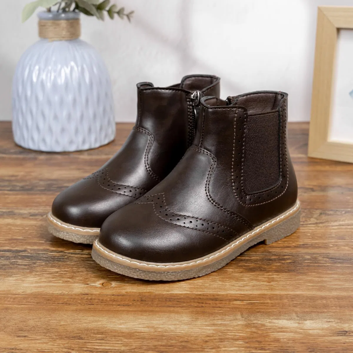 Детские ботинки с молнией для девочек Sawimlgy, Dark Brown — фото 3