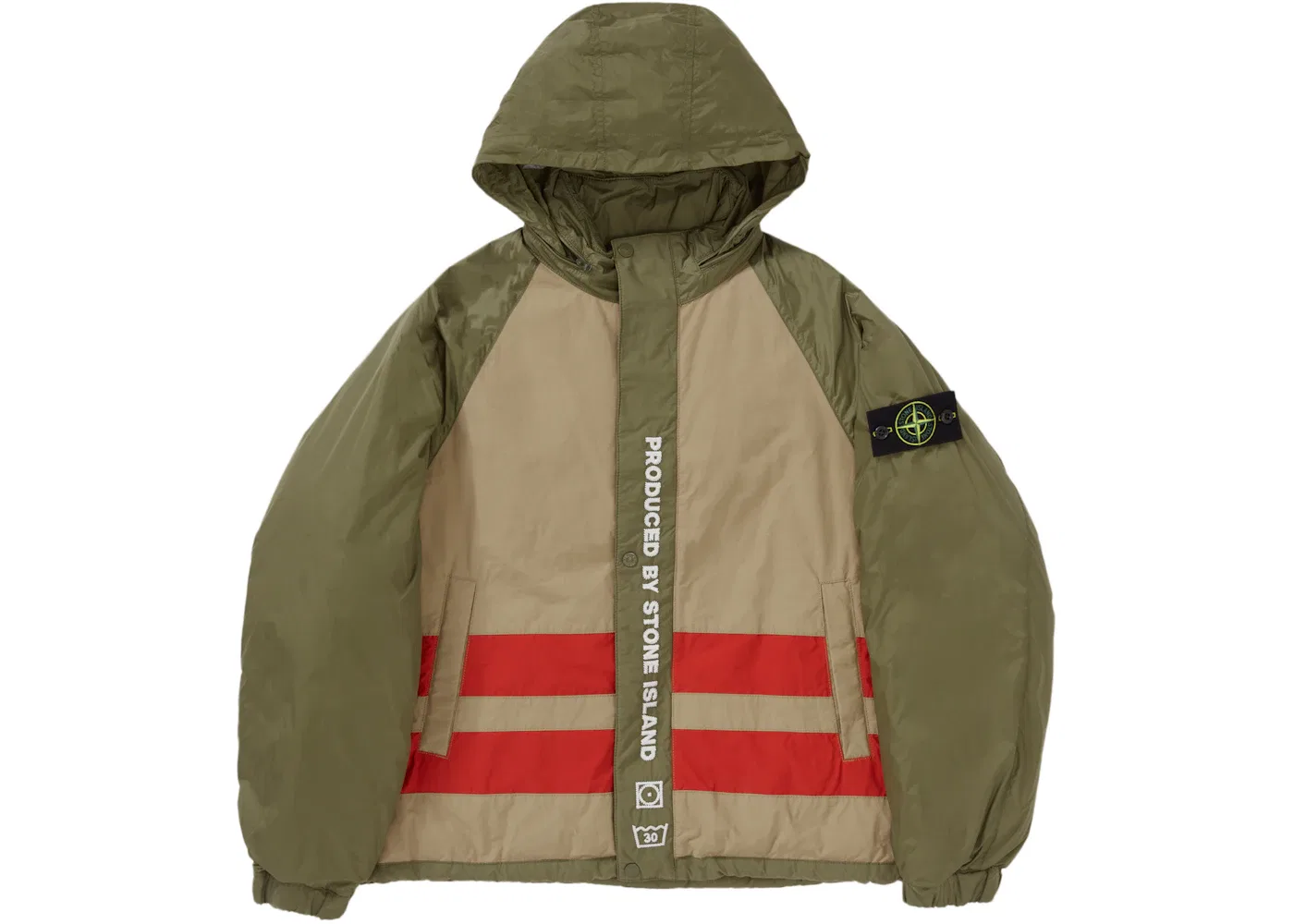 Мужская пуховая куртка-пуховик двусторонняя Supreme Stone Island Reversible Down Puffer Jacket, Olive