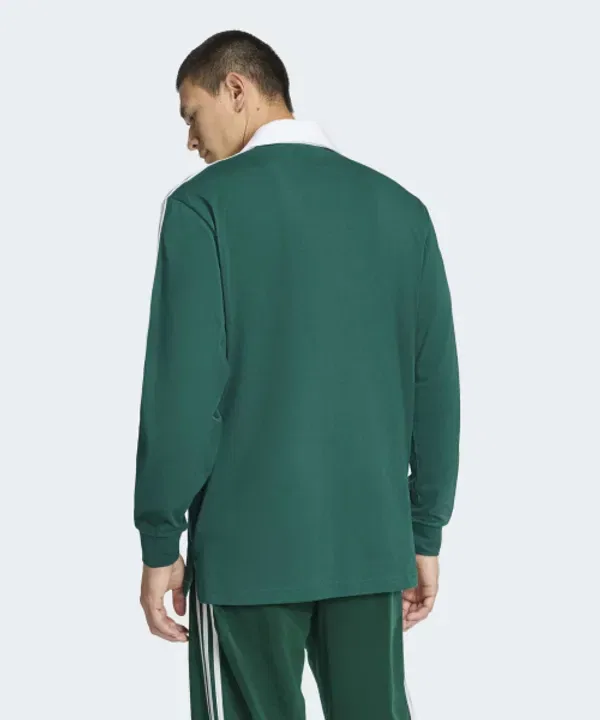 Поло с длинным рукавом, 3-полосное, Adidas, зеленый — фото 2