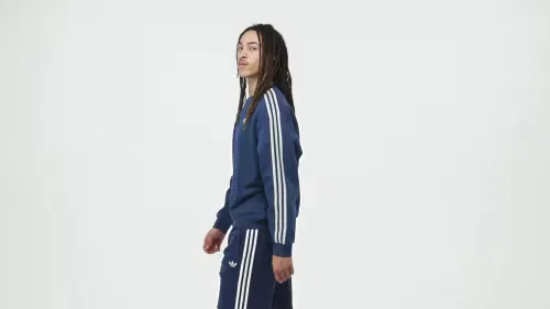 Мужской свитшот оверсайз с круглым вырезом Adicolor 3-Stripes Oversized Crewneck Adidas Originals, темно-синий/серый — фото 2