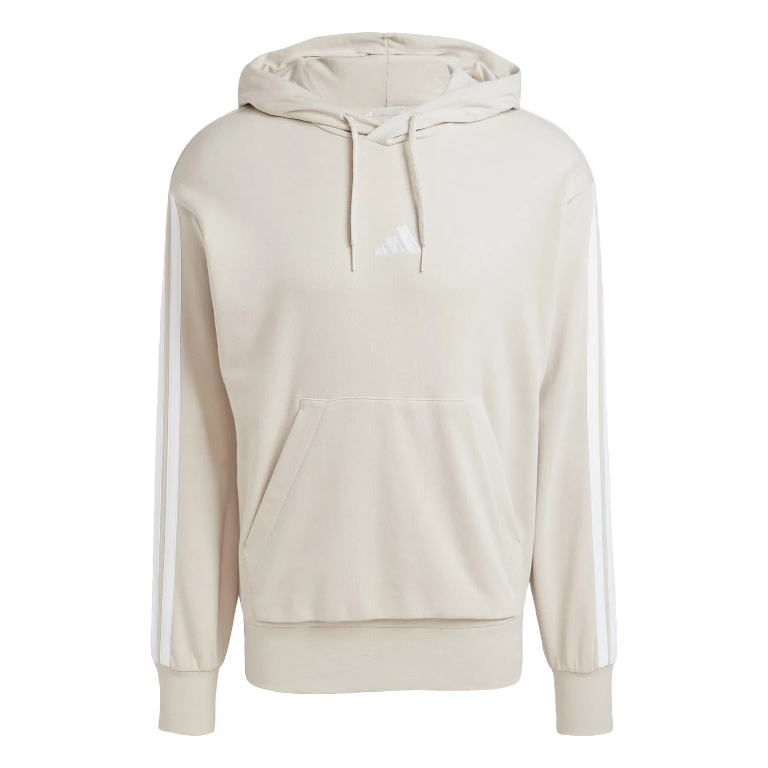 Мужское худи с длинным рукавом Essentials 3-Streifen French Terry Hoodie Adidas, Beige Weiss Beige — фото 2