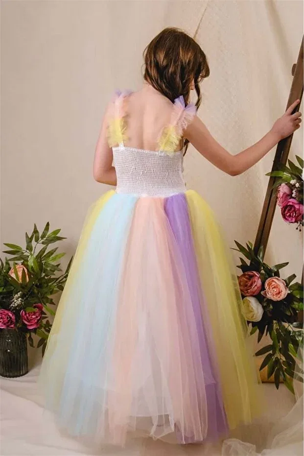 Детское платье для девочек с принтом Long Unicorn Hoop Buse&Eylül Bebe, Multicolor — фото 4