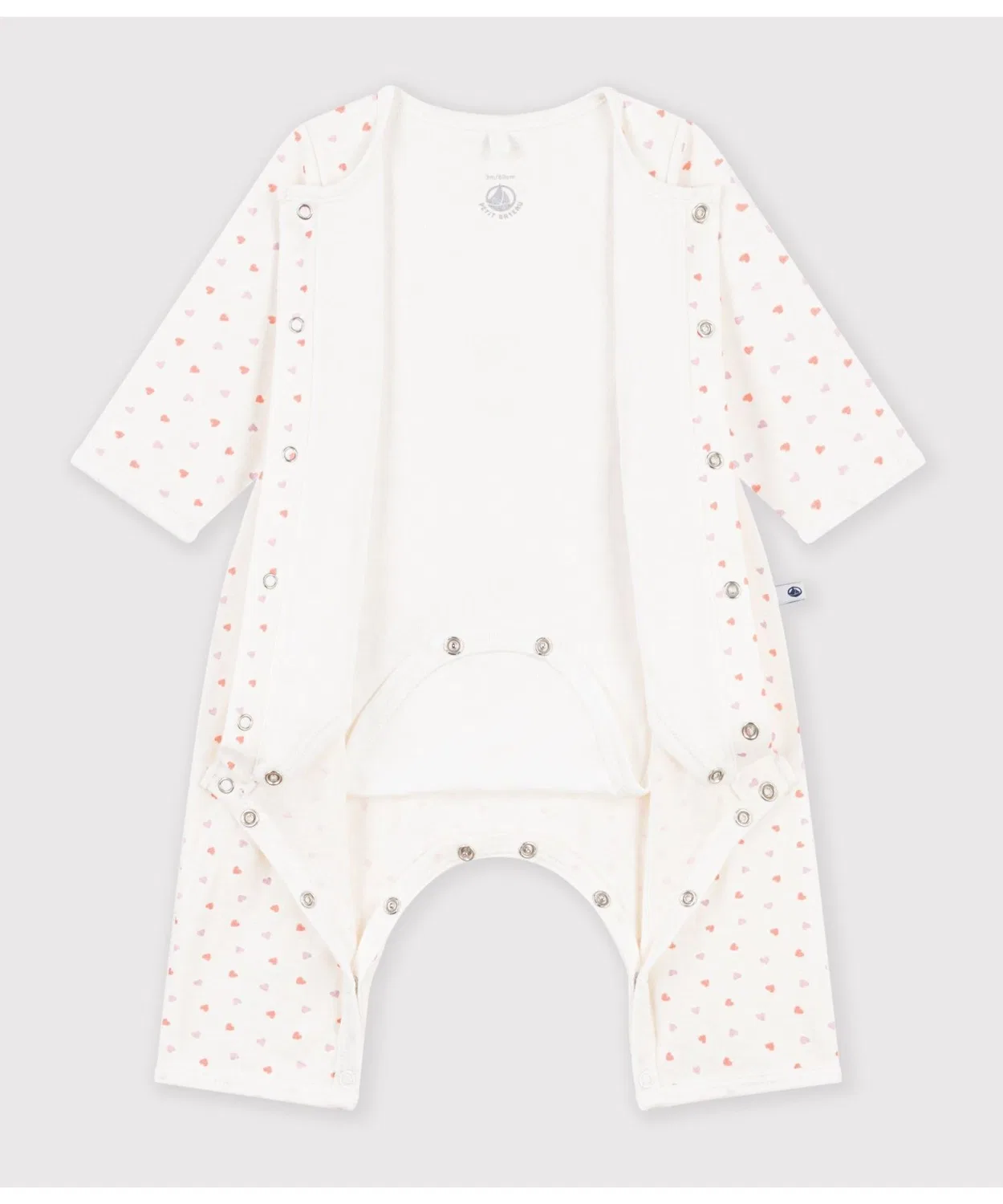 Детский боди-комбинезон с принтом в виде сердца PETIT BATEAU, White — фото 3