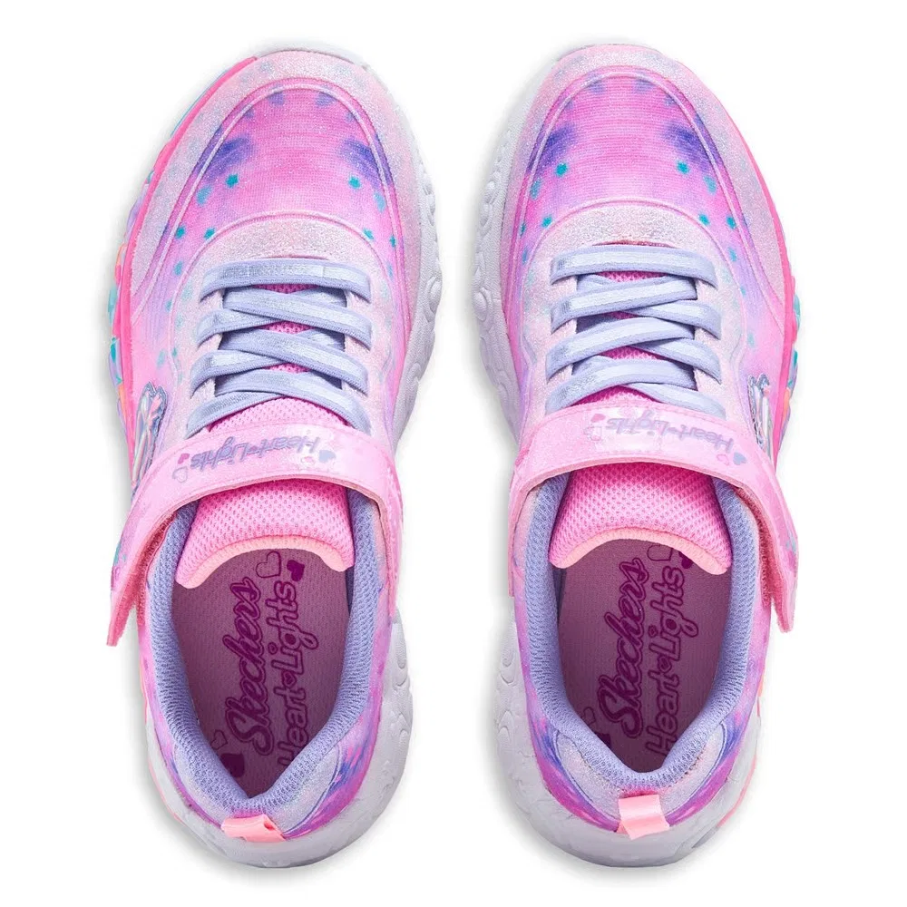 Детские кроссовки с подсветкой в виде сердечек Skechers, Light Pink Multi — фото 4