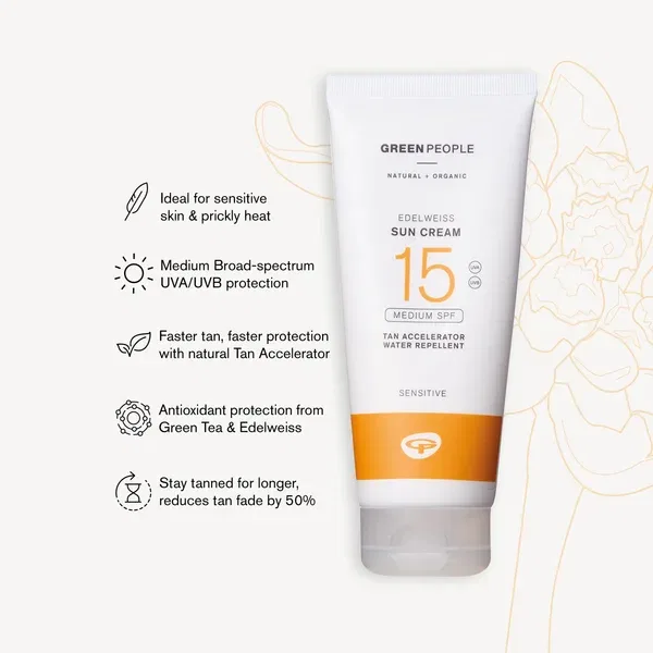 Edelweiss sonnencreme spf15 - защита от солнца 225 мл Green People, белый — фото 3