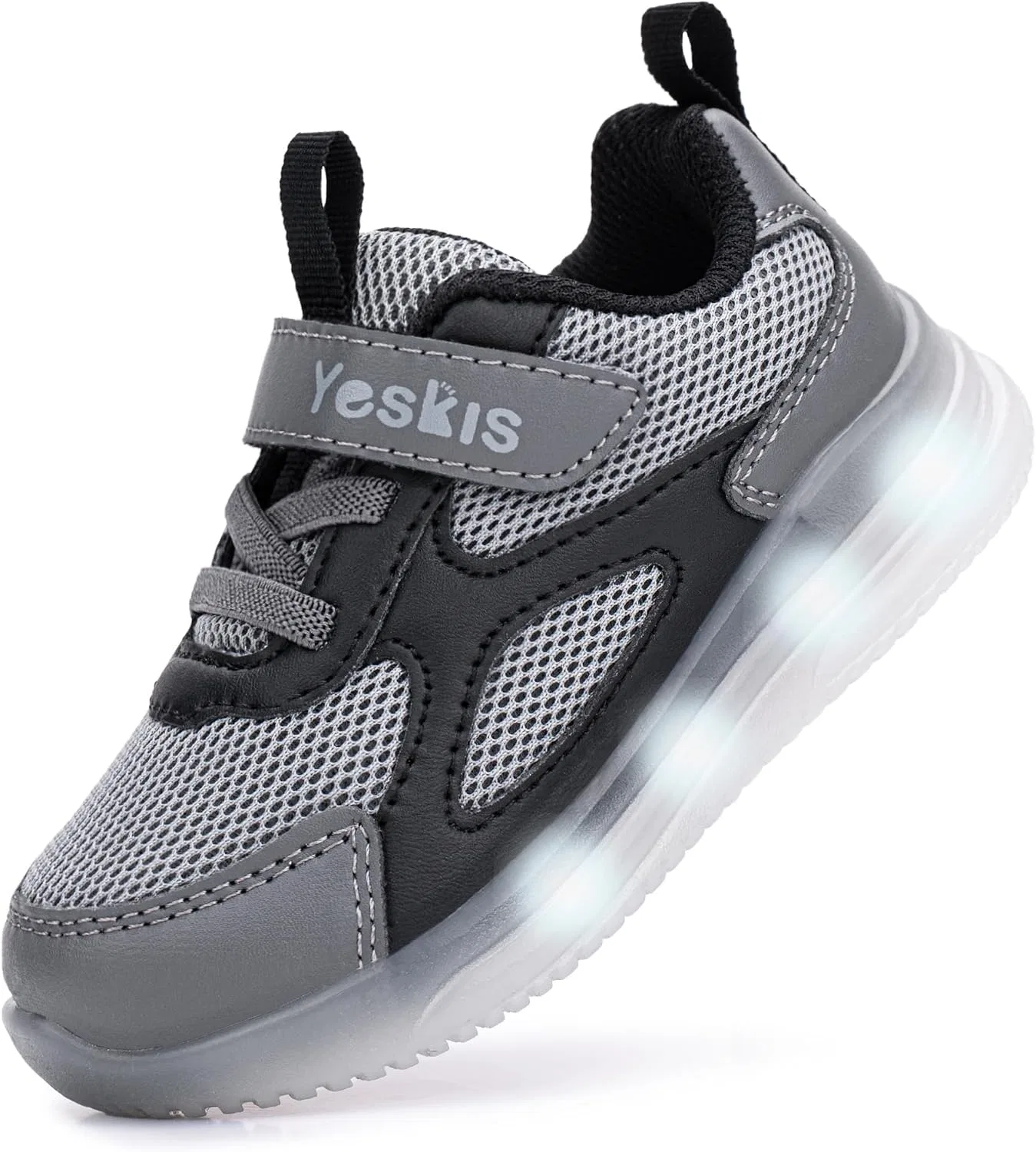 Детские кроссовки для мальчиков со светящейся подошвой YESKIS, Grey Or White Blue Light Up Shoes