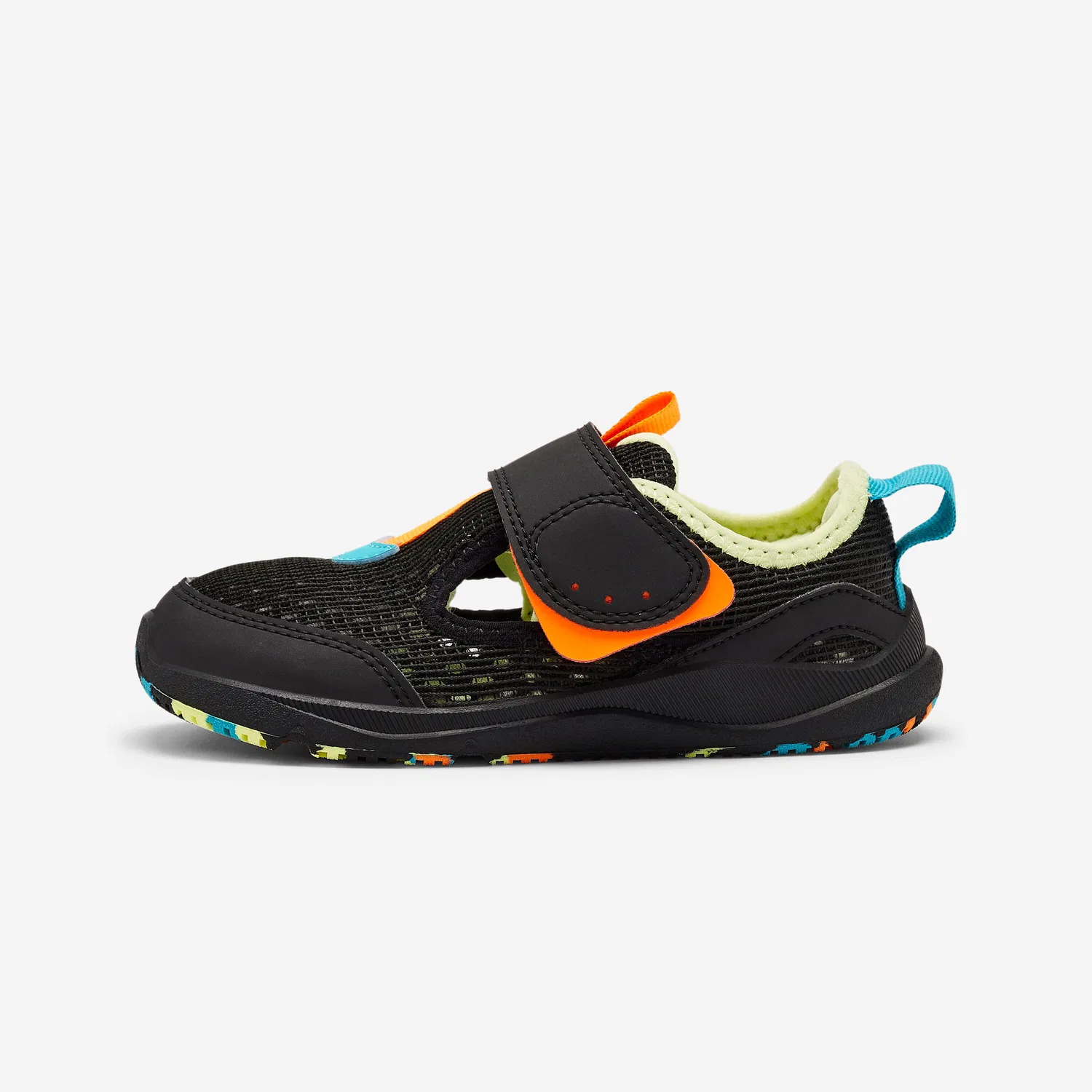 Детские дышащие ботинки для ходьбы Stepper Fresh Decathlon, Цвет: Rauchschwarz / Aquamarin / Neonorangerot
