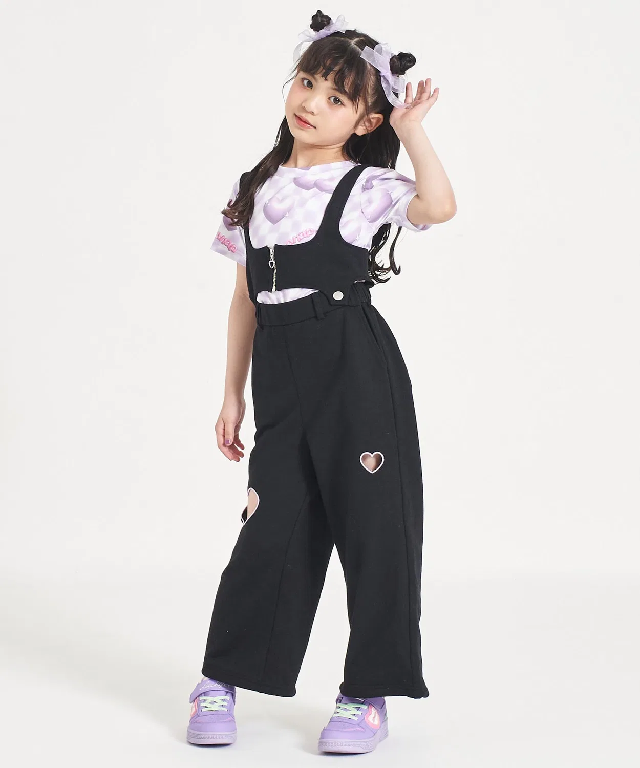 Детский комбинезон-сарафан из футера с принтом Multiway Heart ANAP kids, Black — фото 2