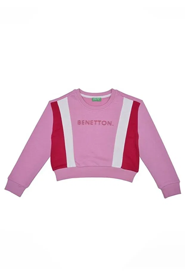 Детские свитшот для девочек цветочный принт Benetton, Pink