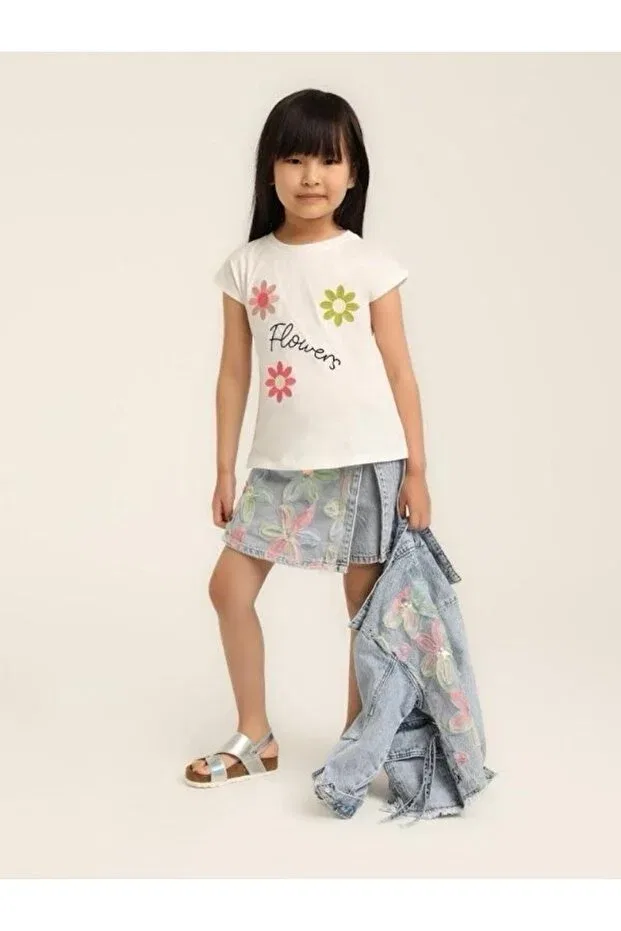 Детская футболка для девочек хлопковая Zekids, White — фото 2
