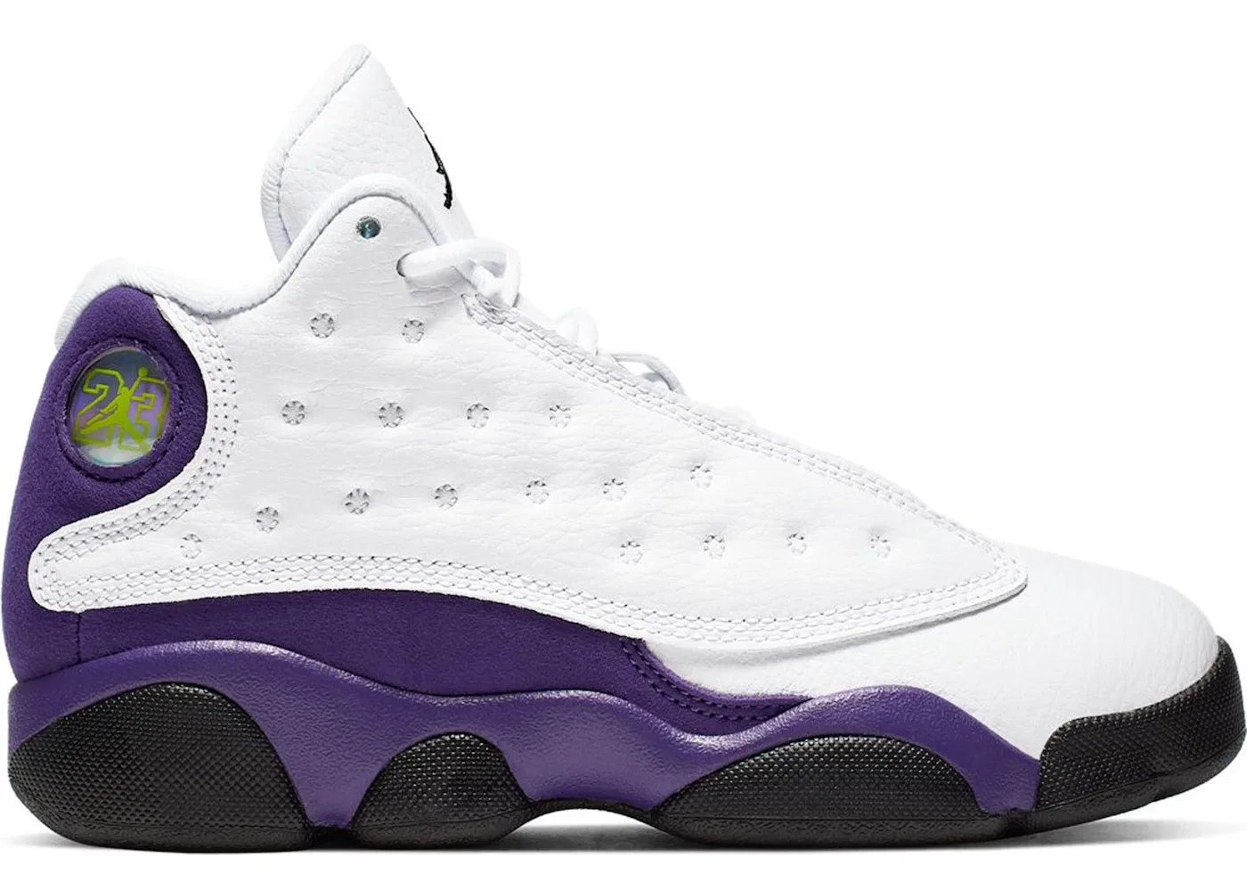Детские кроссовки для мальчиков с принтом Jordan 13 Retro Lakers Jordan, White/Black-Court Purple-University Gold
