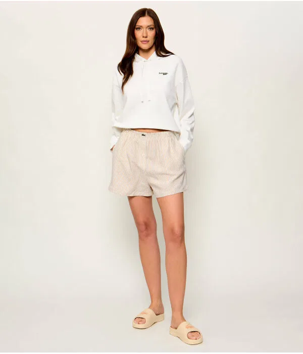 Женские льняные шорты свободного кроя Lacoste, Бежевый — фото 2