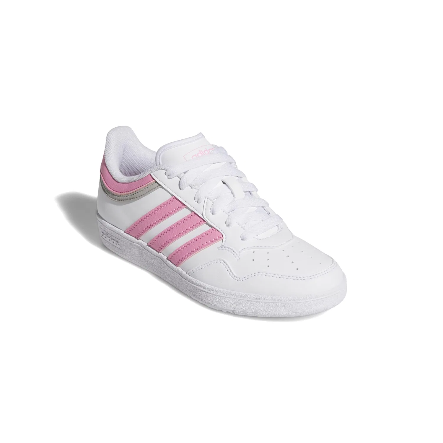 Детские кроссовки для мальчиков на шнуровке Hoops 4.0 Adidas, Ftwr White Pink Fusion Grey Two — фото 3
