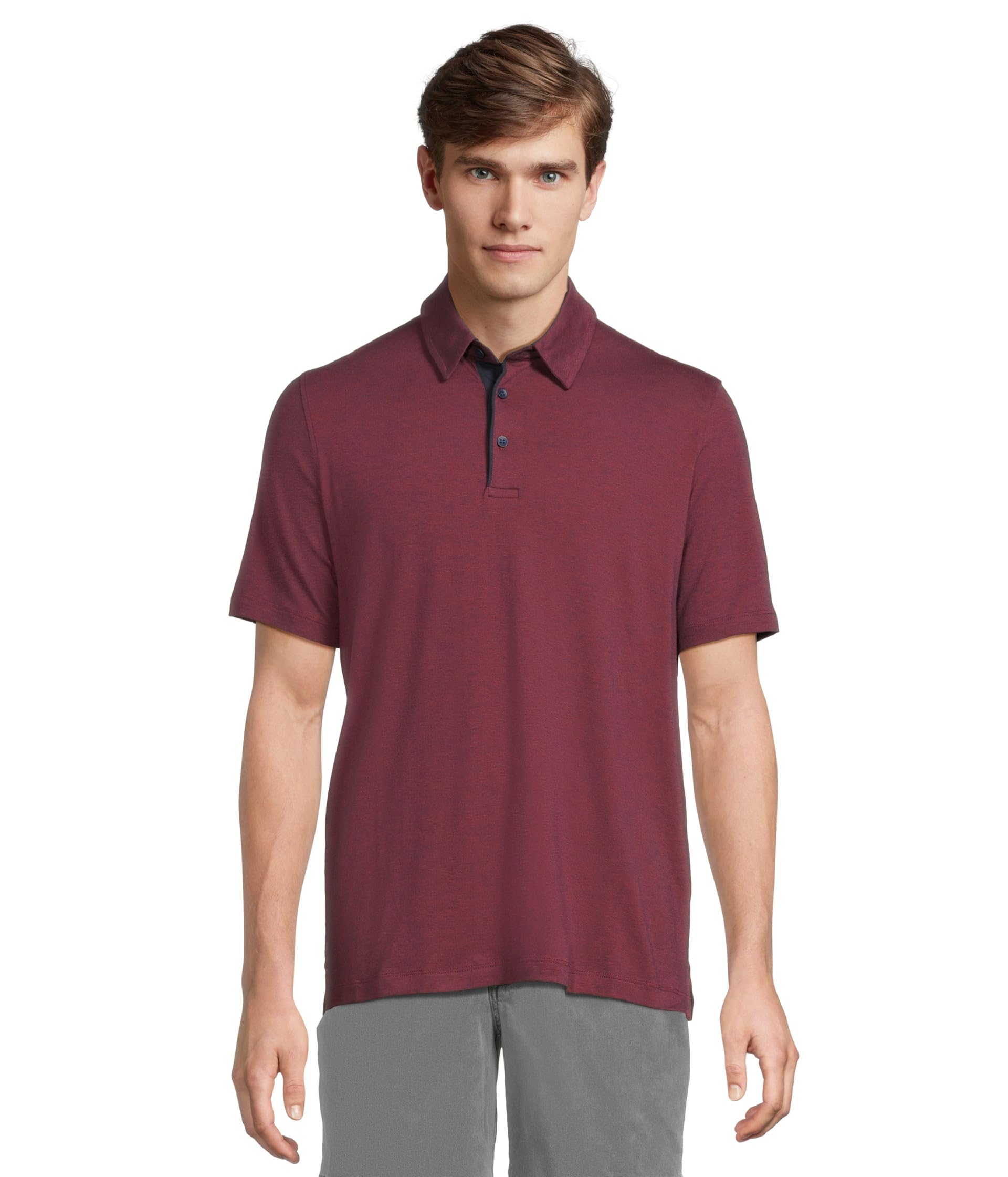 

Поло Johnston & Murphy Fine Stripe Polo, цвет Burgundy/Navy